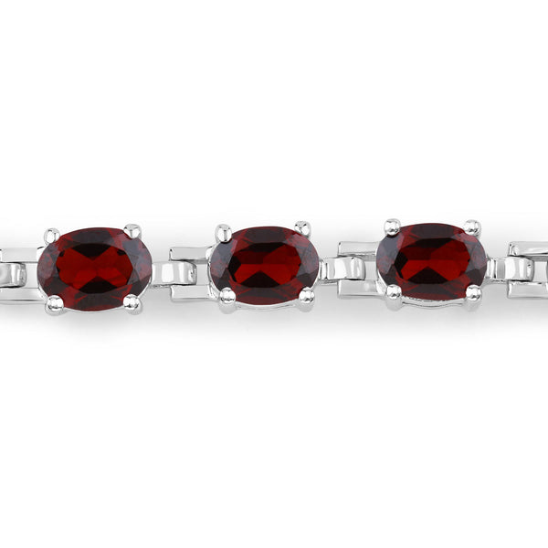 6.80 Carat Genuine Garnet .925 Sterling Silver Bracelet