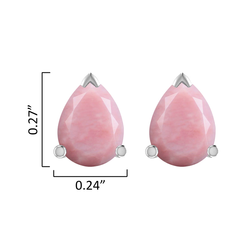 V3 Jewelry 925 Sterling Silver with Natural 2 Carat Pink Opal Stud Earrings Gift for Her