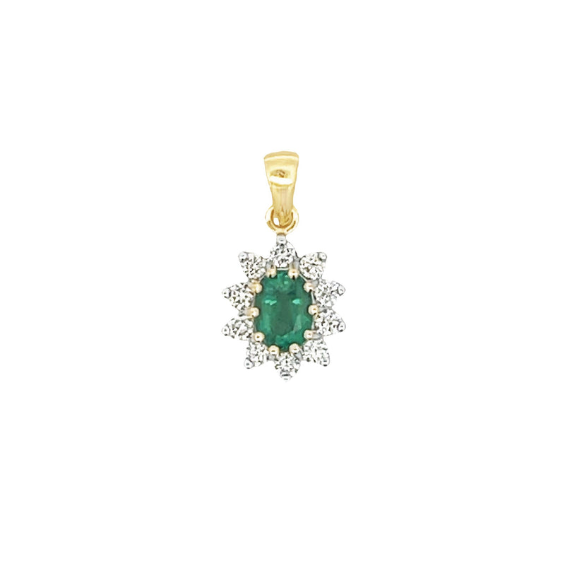 Emerald Diamond Fashion Pendants 14KT Yellow Gold