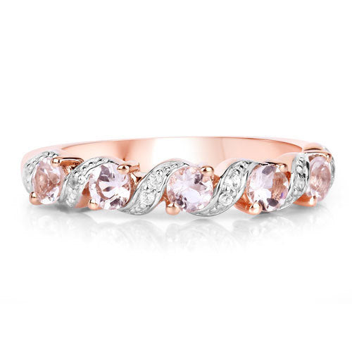 0.49 Carat Genuine Morganite and White Topaz .925 Sterling Silver Ring