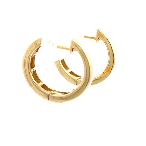 Natural .64ct Diamond Hoop Earrings 18KT Yellow Gold