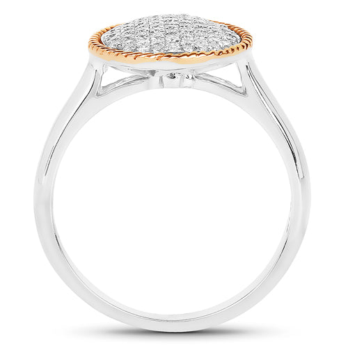 0.40 Carat Genuine White Diamond 14K White & Rose Gold Ring (E-F Color, SI Clarity)