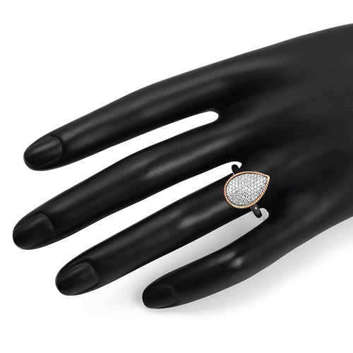 0.40 Carat Genuine White Diamond 14K White & Rose Gold Ring (E-F Color, SI Clarity)