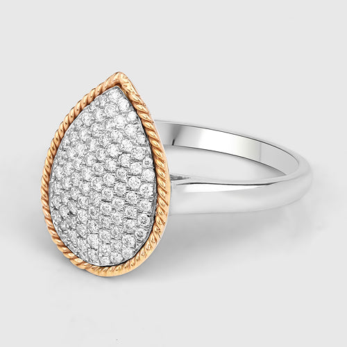 0.40 Carat Genuine White Diamond 14K White & Rose Gold Ring (E-F Color, SI Clarity)