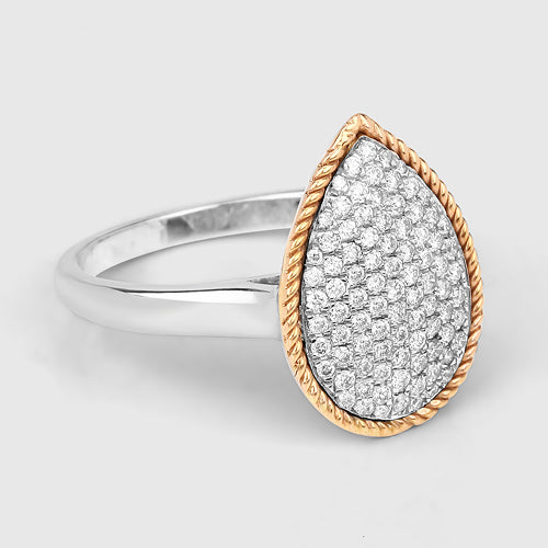 0.40 Carat Genuine White Diamond 14K White & Rose Gold Ring (E-F Color, SI Clarity)