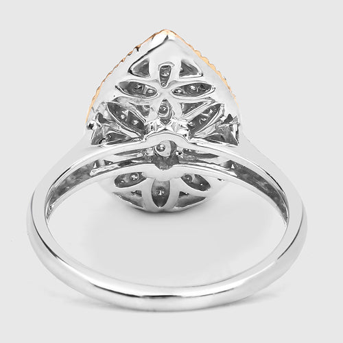 0.40 Carat Genuine White Diamond 14K White & Rose Gold Ring (E-F Color, SI Clarity)