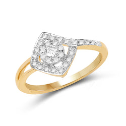 0.22 Carat Genuine White Diamond 14K Yellow Gold Ring (E-F-G Color, SI Clarity)
