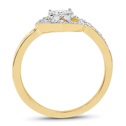 0.22 Carat Genuine White Diamond 14K Yellow Gold Ring (E-F-G Color, SI Clarity)