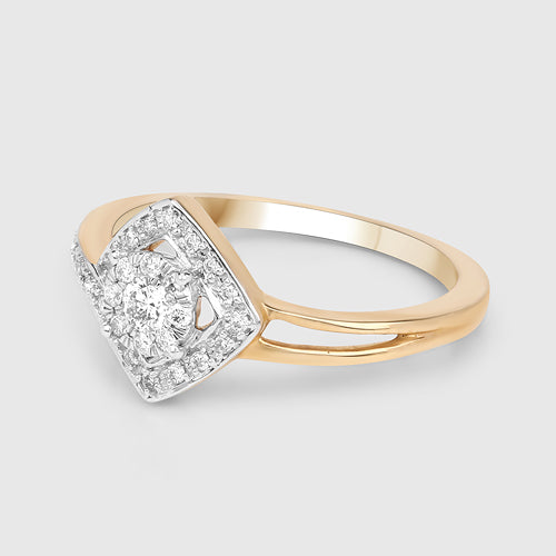 0.22 Carat Genuine White Diamond 14K Yellow Gold Ring (E-F-G Color, SI Clarity)
