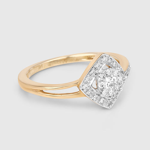 0.22 Carat Genuine White Diamond 14K Yellow Gold Ring (E-F-G Color, SI Clarity)