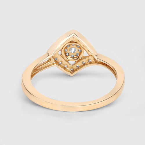 0.22 Carat Genuine White Diamond 14K Yellow Gold Ring (E-F-G Color, SI Clarity)