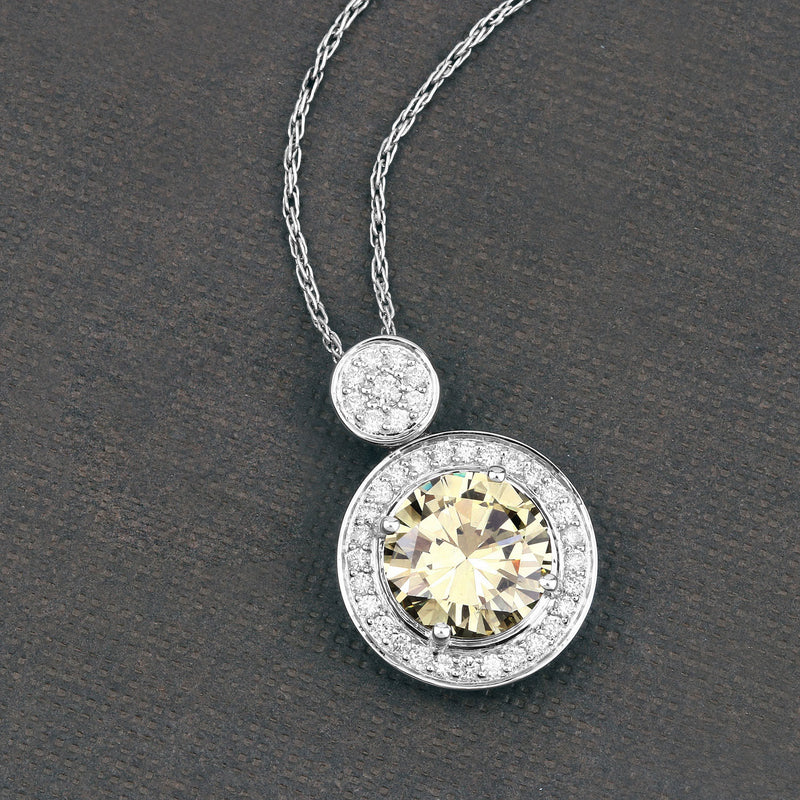 IGI Certified 1.35 Carat Genuine Light Yellow Diamond Center and 0.18cttw White Diamond 18K White Gold Pendant (1.53cttw)