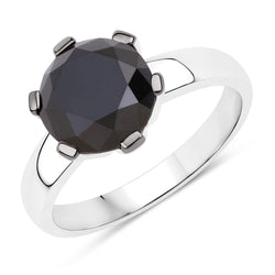 3.99 Carat Genuine Black Diamond 14K White Gold Ring