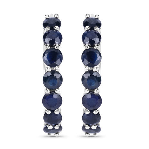 2.66 Carat Genuine Blue Sapphire .925 Sterling Silver Earrings