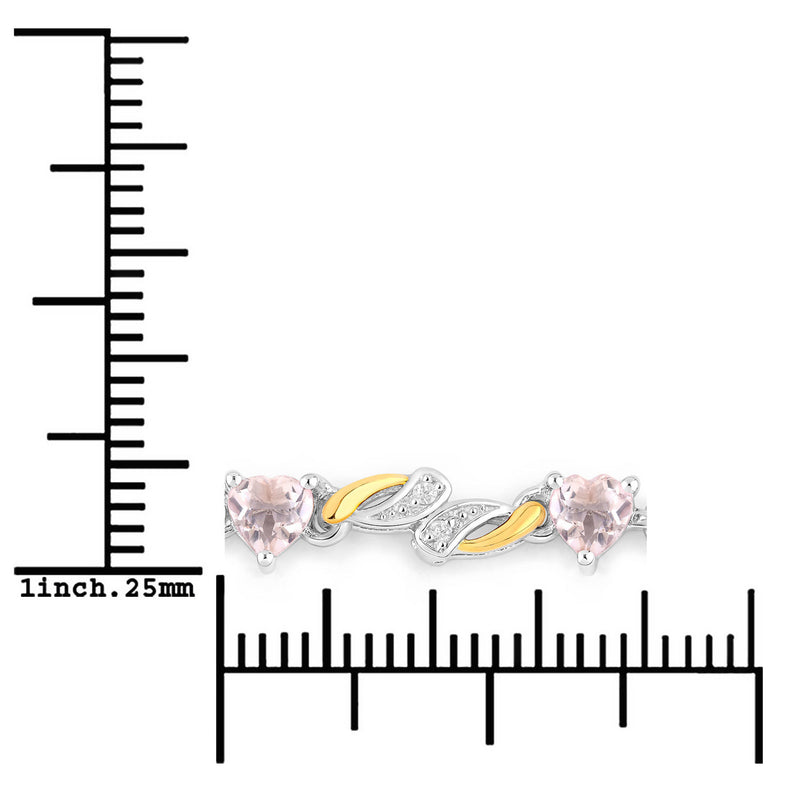 0.79 Carat Genuine Morganite and White Sapphire .925 Sterling Silver Bracelet