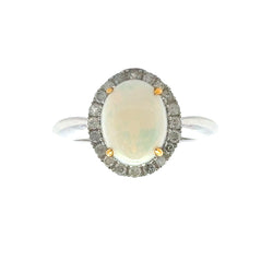 Genuine .22ct Opal Diamond Ring 10KT White Gold