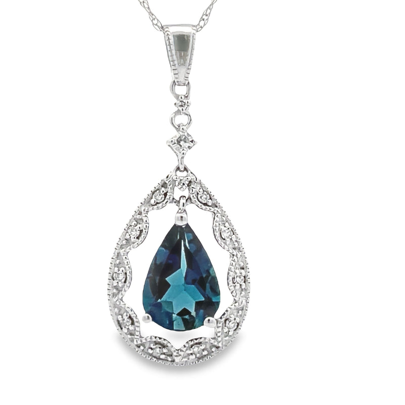 London Blue Topaz Fashion Pendants 14KT White Gold