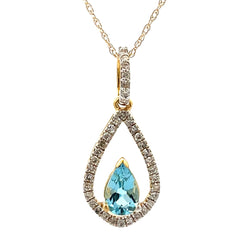 Blue Topaz Diamond Fashion Pendants 10KT Yellow Gold