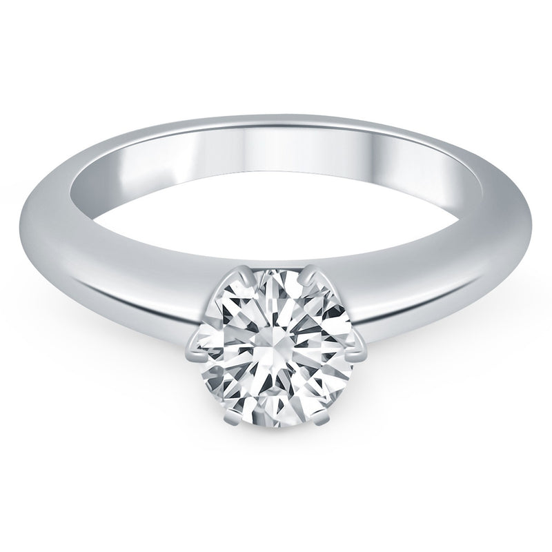 14k White Gold Solitaire Cathedral Engagement Ring Mounting