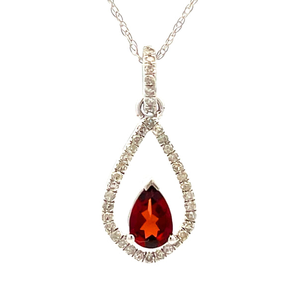 .17ct Garnet Diamond Fashion Pendants 10KT White Gold