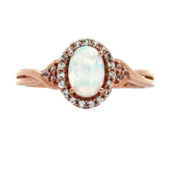 .75ct Created Opal Created Sapphire Ring 10KT Rose Gold