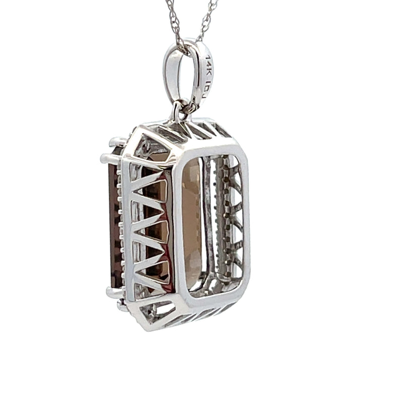 .20ct Quartz Diamond Fashion Pendants 14KT White Gold