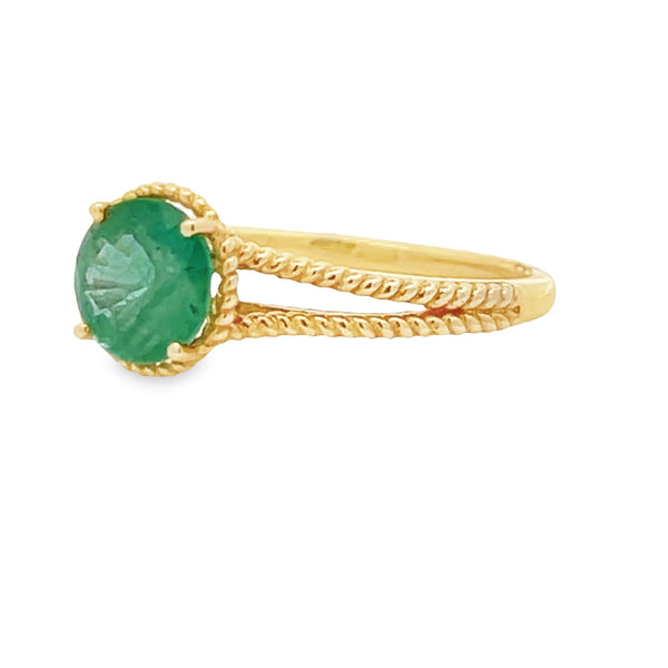 Natural 1.28ct Emerald  14KT Yellow Gold