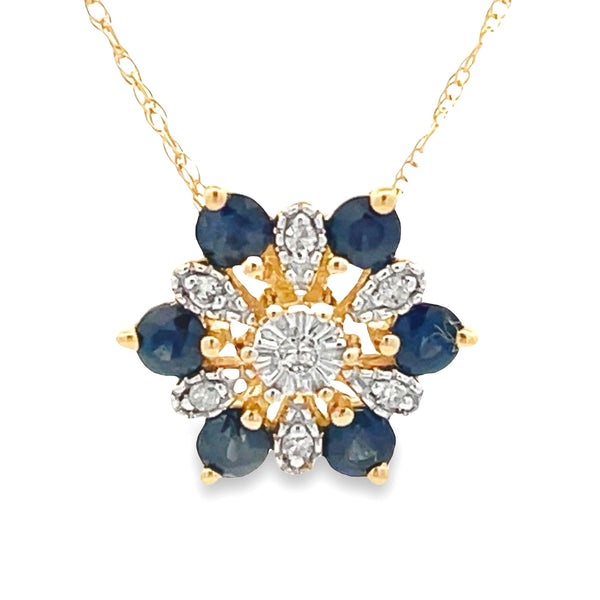 Sapphire Diamond Fashion Pendants 14KT Yellow Gold