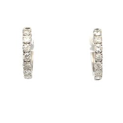 Genuine .50ct Diamond Hoop Earrings 14KT White Gold