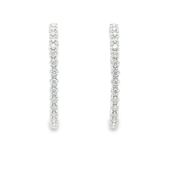 Genuine 1.00ct Diamond Hoop Earrings 10KT White Gold