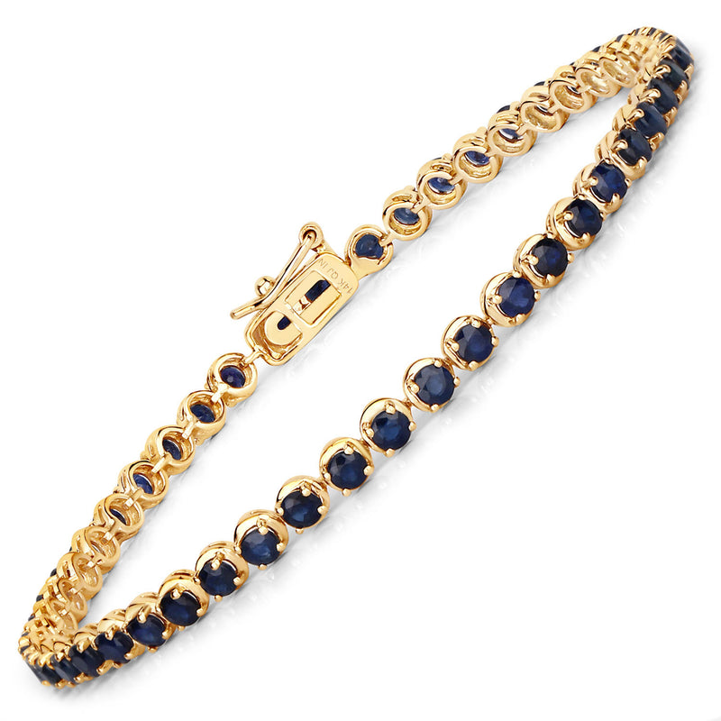 3.26 Carat Genuine Blue Sapphire 14K Yellow Gold Bracelet