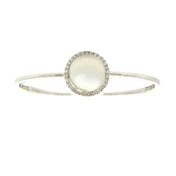 South Sea Pearl Diamond Bangle Bracelet 18KT White Gold