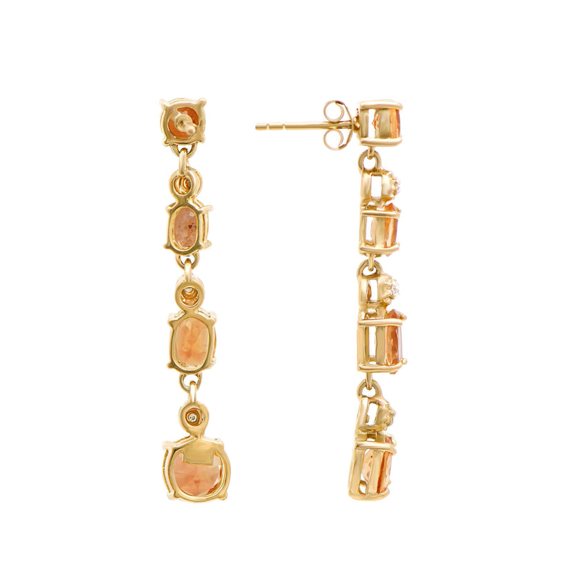 18k Yellow Gold Plated 925 Sterling Silver Citrine  0.06 Diamond Earrings for Women