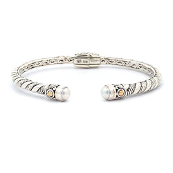 Pearl Bangle Bracelet Sterling Silver 18KT Gold