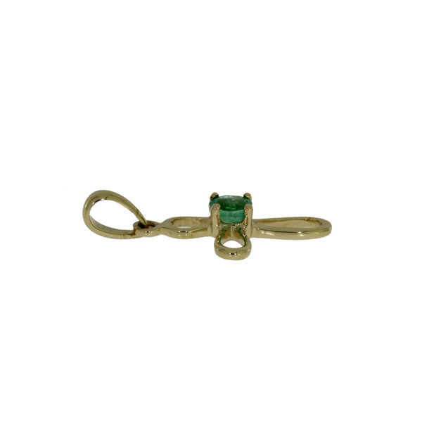 .04ct Emerald Cross Religious Pendant 10KT Yellow Gold