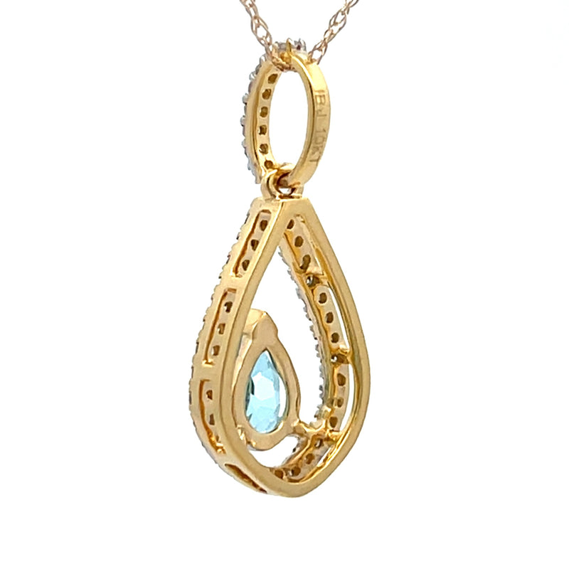 Blue Topaz Diamond Fashion Pendants 10KT Yellow Gold