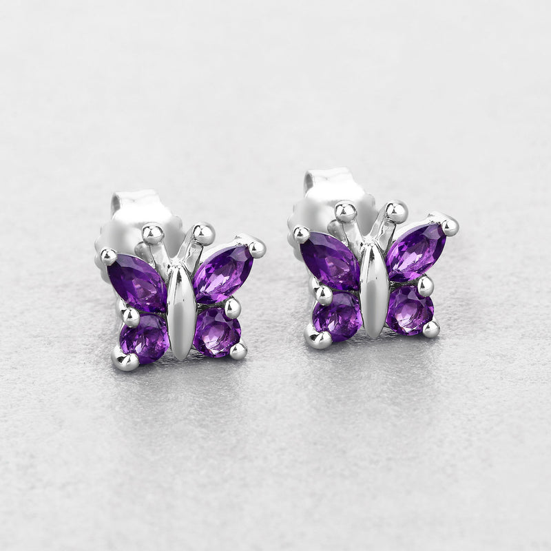 1.00 Carat Genuine Amethyst .925 Sterling Silver Earrings