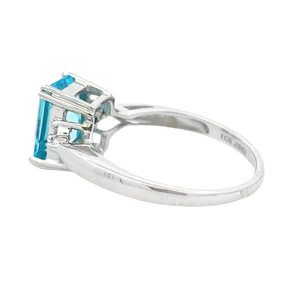 Genuine 2.67ct Blue Topaz Diamond Ring 10KT White Gold