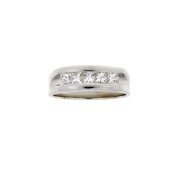 1.00ct Diamond Mens Ring Wedding Band 14KT White Gold