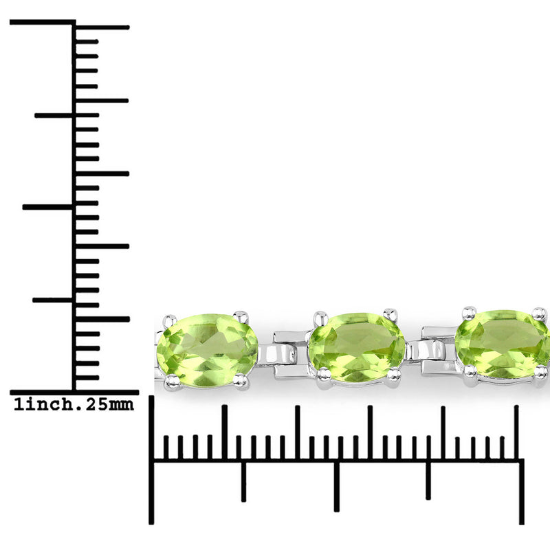 6.64 Carat Genuine Peridot .925 Sterling Silver Bracelet