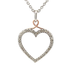 Diamond Heart Love Pendant Sterling Silver 10KT Gold