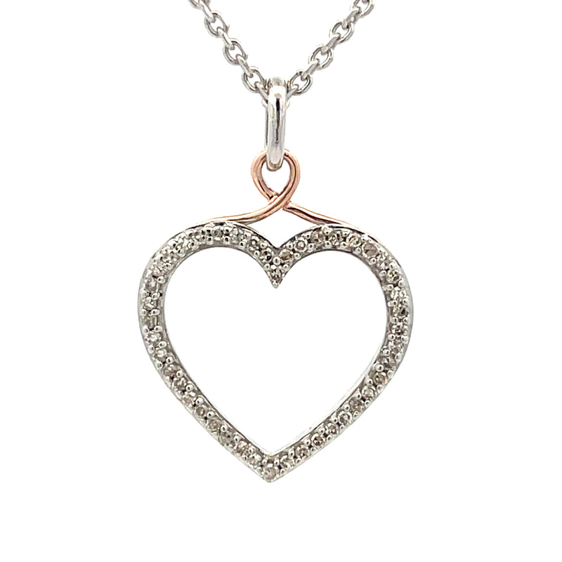 Diamond Heart Love Pendant Sterling Silver 10KT Gold