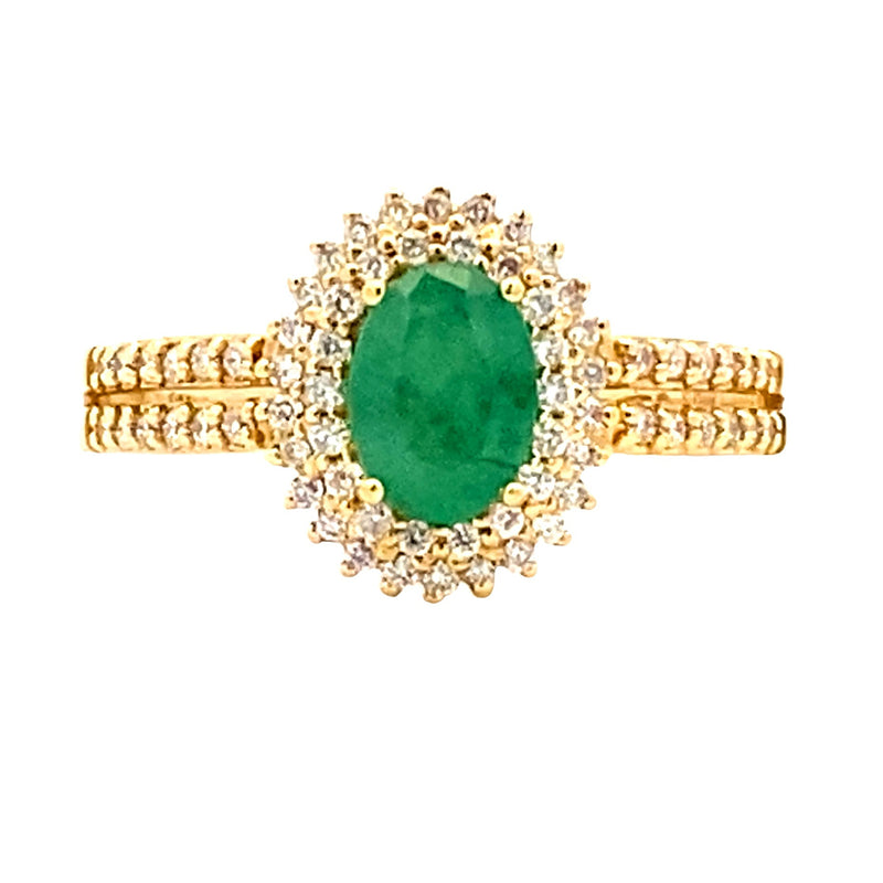 Natural 1.25ct Emerald Diamond Ring 14KT Yellow Gold