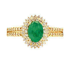 Natural 1.25ct Emerald Diamond Ring 14KT Yellow Gold