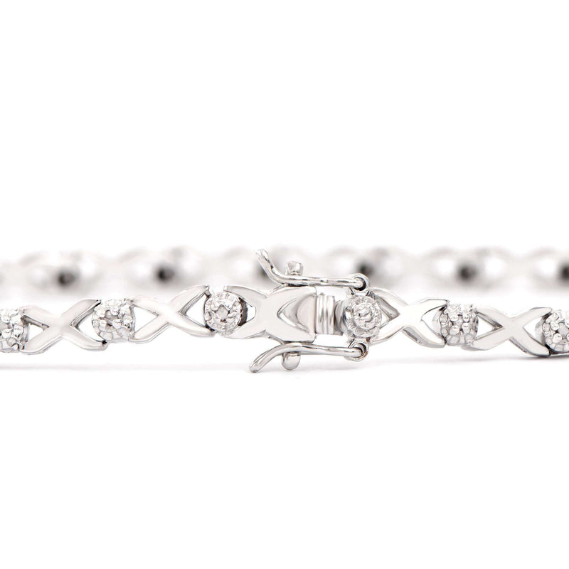 0.2 ctw Diamonds Rhodium Plated Designer Bracelet