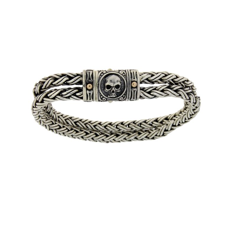 Mens Bracelet Sterling Silver 18KT Gold