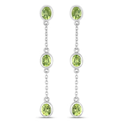 2.10 Carat Genuine Peridot .925 Sterling Silver Earrings