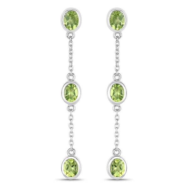 2.10 Carat Genuine Peridot .925 Sterling Silver Earrings