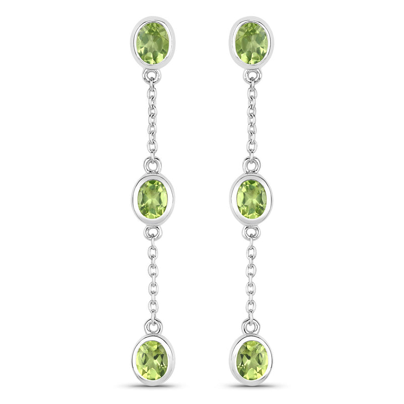 2.10 Carat Genuine Peridot .925 Sterling Silver Earrings