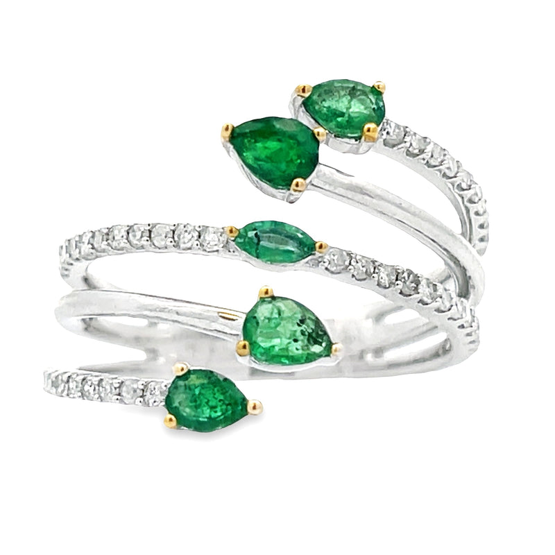 Natural .65ct Emerald Diamond Ring 14KT White Gold